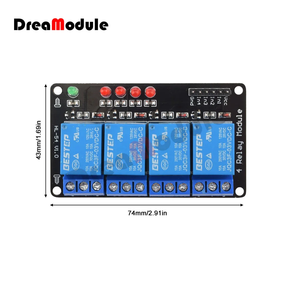 4-Канальный Релейный Модуль 3 в В низкоуровневый триггер с выходом светового реле