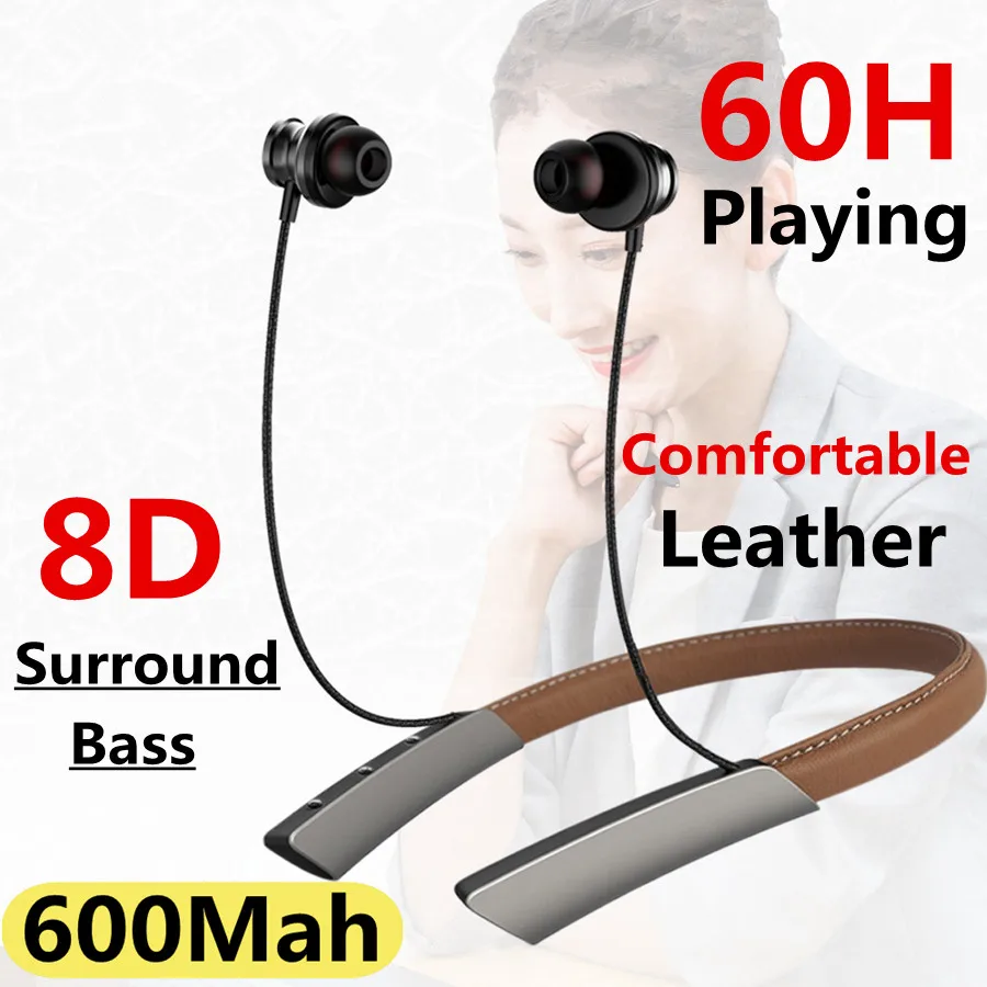 Беспроводные Bluetooth наушники с магнитным шейным ободом Спортивная гарнитура для