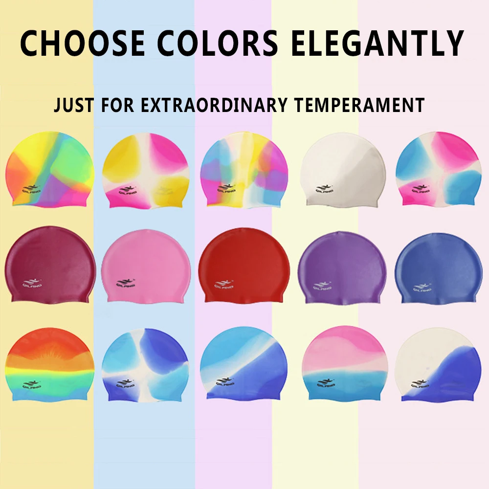ZAFILLE Women's Swimming Cap Silicone Ear Protection Waterproof Hat For Pool Colorful Bathing Swim Caps Accessories |