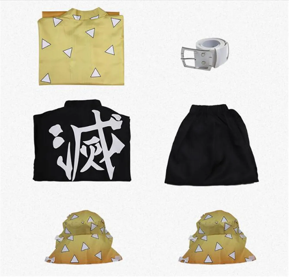 Костюм для косплея аниме рассекающий демонов желтый комплект из кимоно Agatsuma Zenitsu