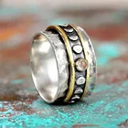 Женское кольцо в стиле ретро, Винтажное кольцо на палец с покрытием из серебра и камня в форме Луны, Ювелирное Украшение на годовщину
