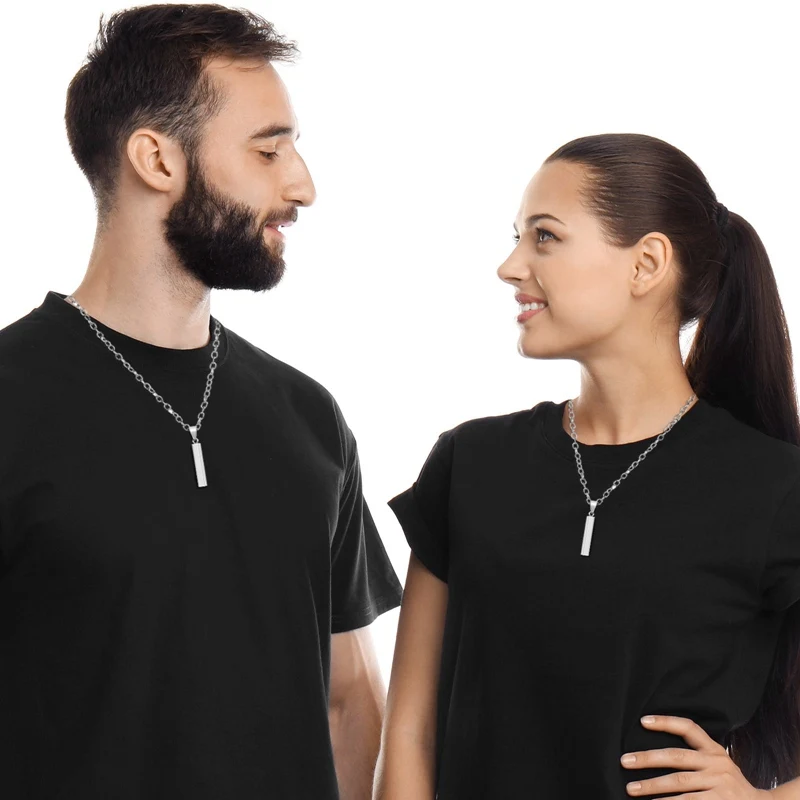 

Men's and Women's Couples Fashion Minimalist Wishing Column Necklace-Black with Necklace 2 Colors for Couples Romantic Gifts 1pc