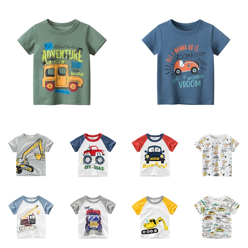 

Kids Boys Shirts Cartoon Short Sleeve Tops Animal Car O-neck T-shirt Toddler Baby Cotton Clothes