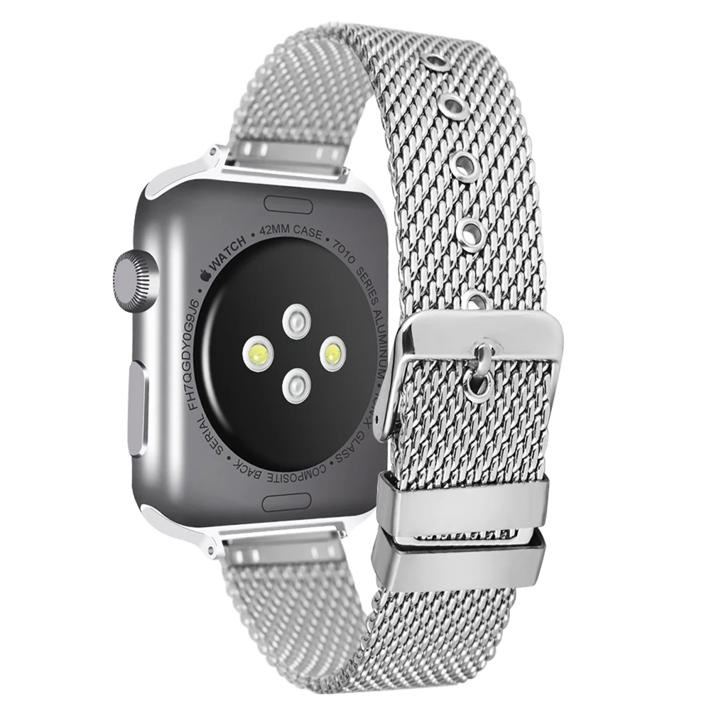 

Ремешок для часов Apple Watch 1 2 3 4 поколения, изысканный металлический серебристый браслет из нержавеющей стали для Apple Watch 1 2 3 4, 38 мм-40 мм