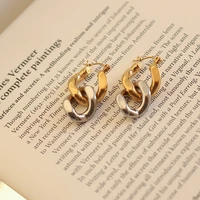 stainless steel minimalist fashion double womens hoop earrings gift for womens earings 2021 trend geometric designer jewelry