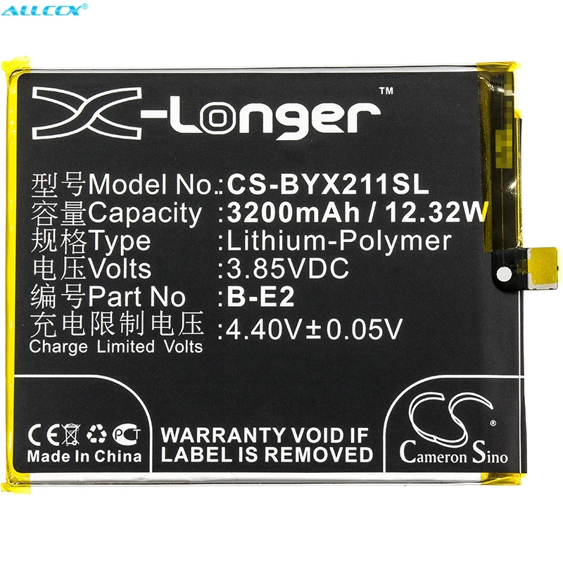 

Аккумулятор Cameron Sino на 3200 мАч для BBK/VIVO X21i, X21i с двумя SIM-картами, X21iA, X21iA с двумя SIM-картами