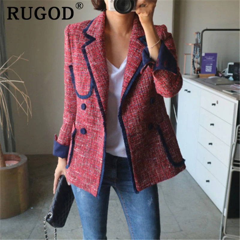 RUGOD новый корейский женский костюм Блейзер Куртка Auturm шикарный карман с бахромой