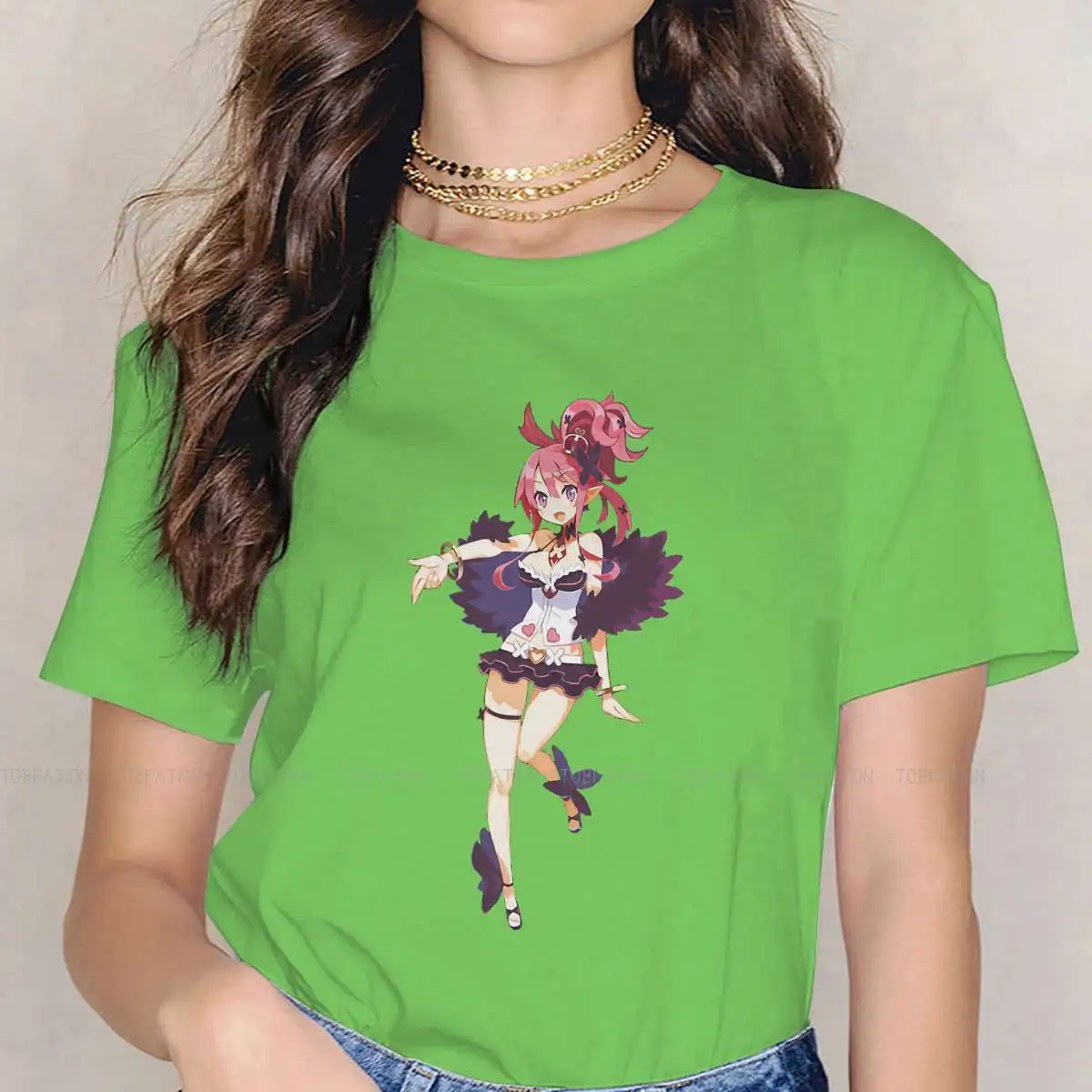 

Хипстерские футболки Seraphina, Disgaea Prinny Laharl Etona, женские топы из чистого хлопка, футболка с круглым вырезом, оверсайз