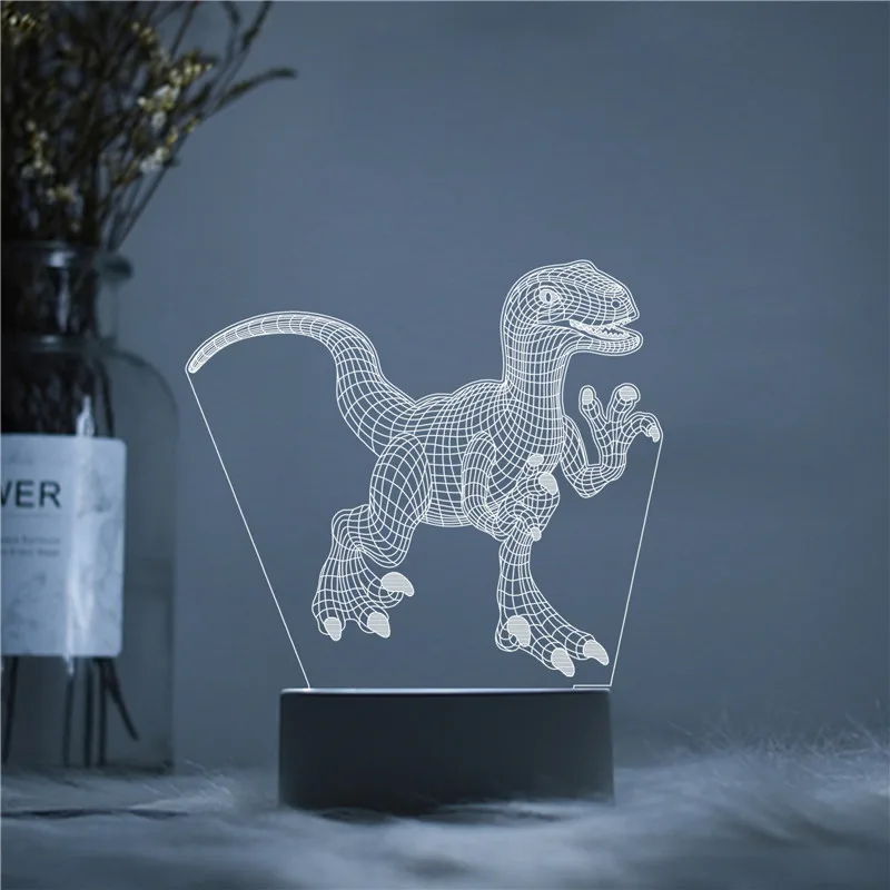 Jurassic период парк динозавров СЕРИИ Светодиодный 3D акриловый Ночник светильник с