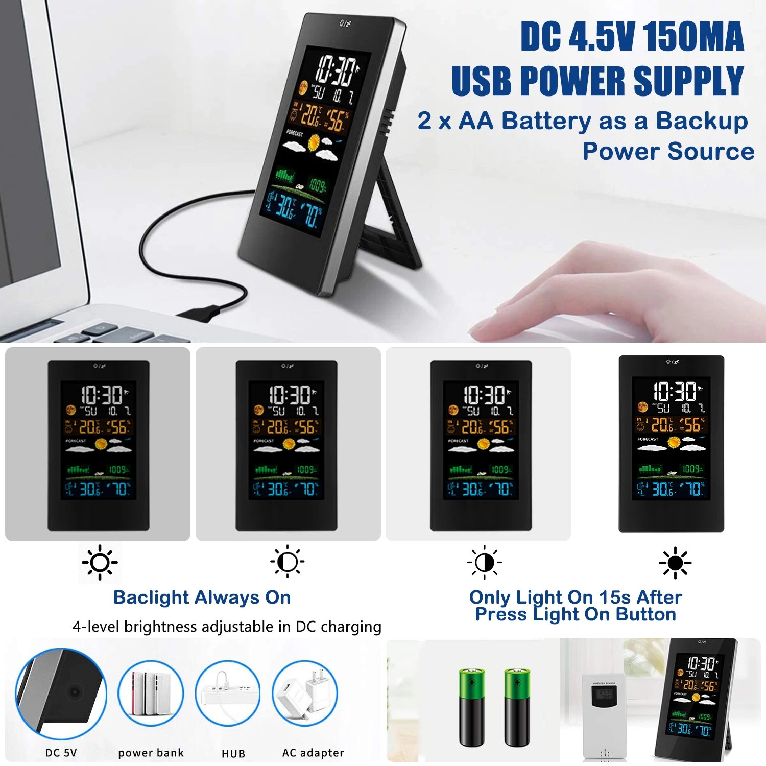 Wireless Weather Station Indoor Outdoor Forecaster with Sensor Digital Thermometer Hygrometer Monitor Alarm Clock | Инструменты