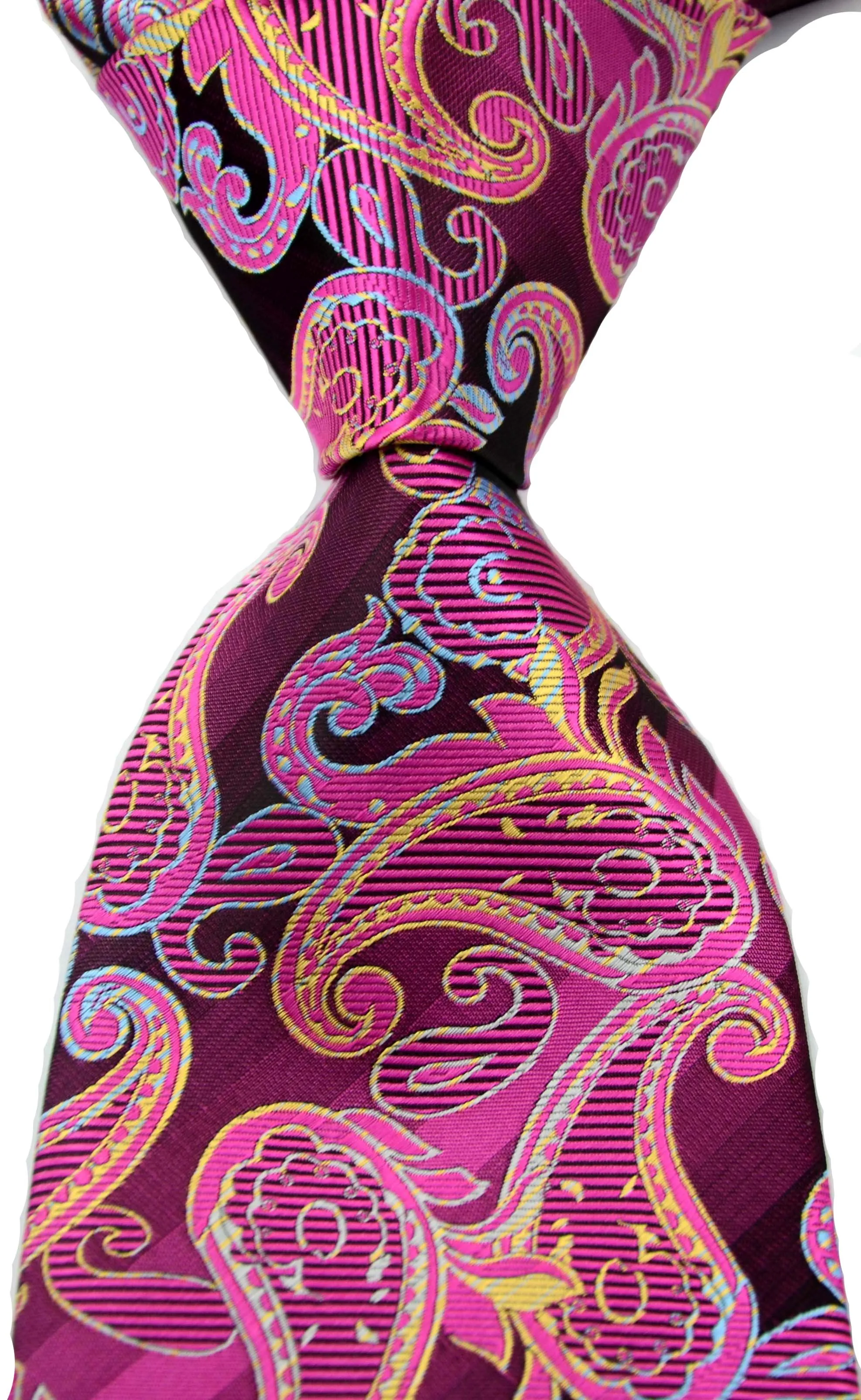 

Men's Plaid Tie 100% Silk Paisley Purple Red Jacquard Party Wedding Woven Fashion Design Necktie