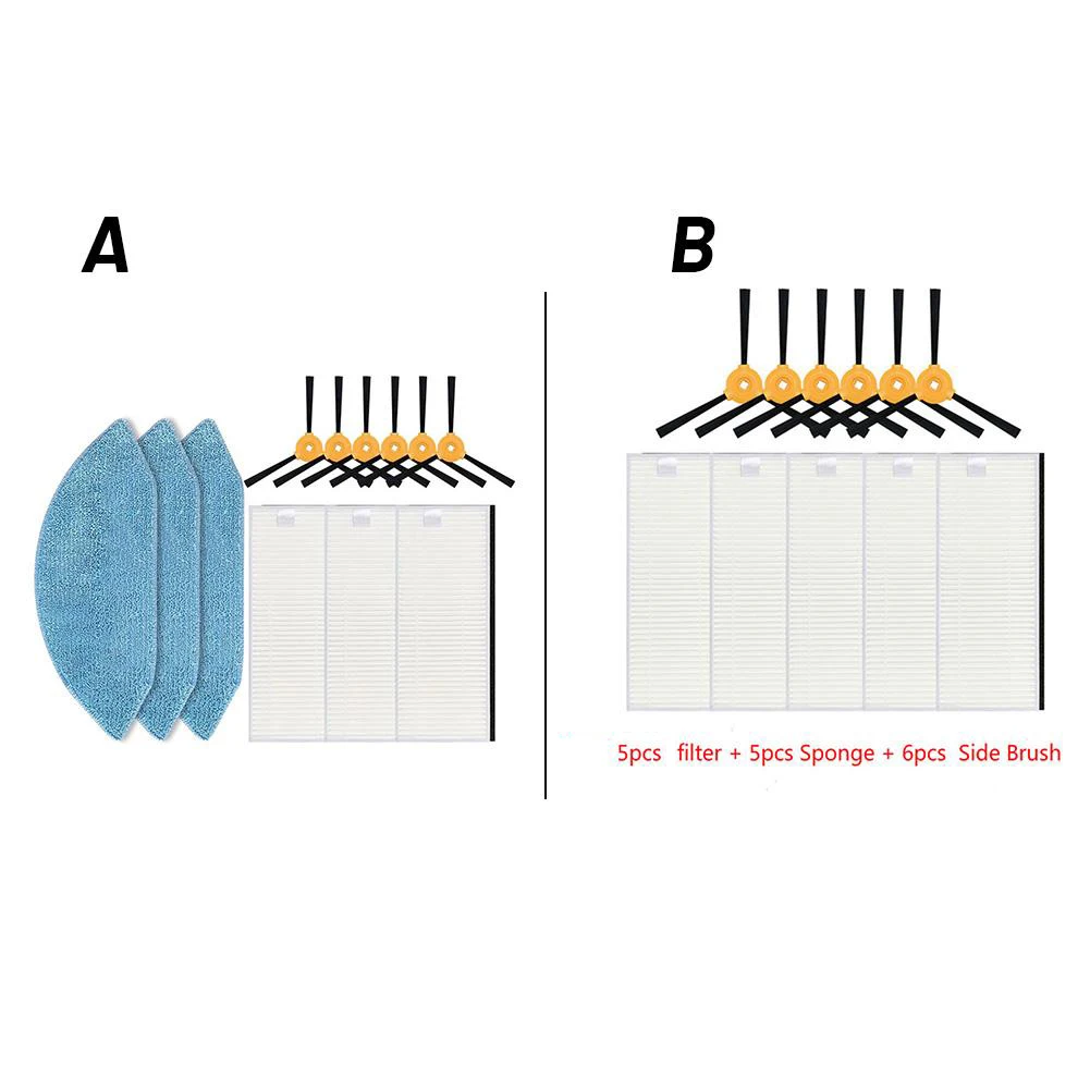 

Filter Side Brush Mop Cloth Pads Rag Set For Ecovacs Deebot U2 DGN22 Replaceable Household Cleaning Tools Parts