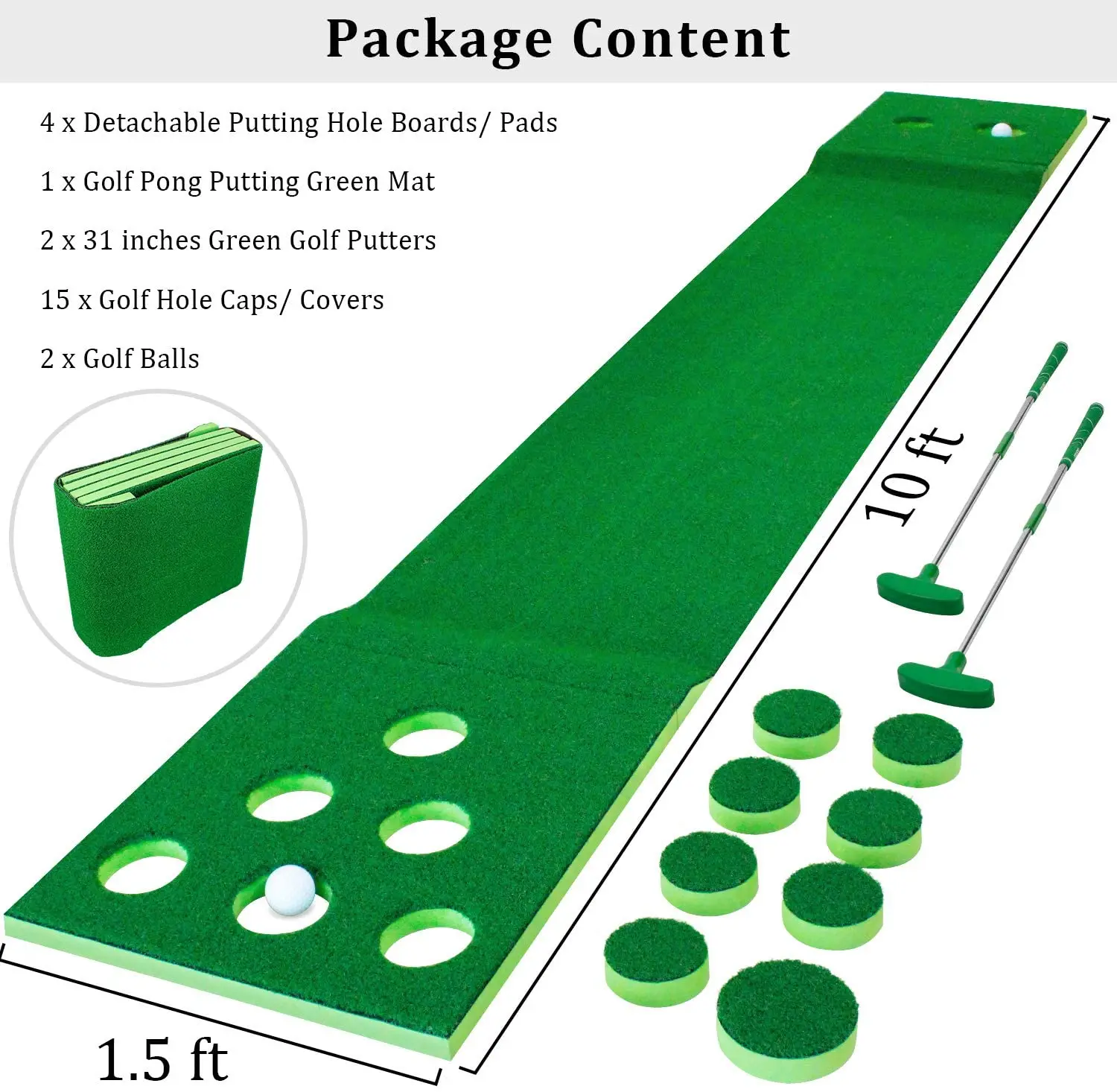 Online Golf Ayrılabilir Golf Pong Oyunu Seti Yeşil Koyarak Pong Golf Oyun Halısı Için Taşınabilir Arka Ofis Bagaj Kapağı Plaj Partisi