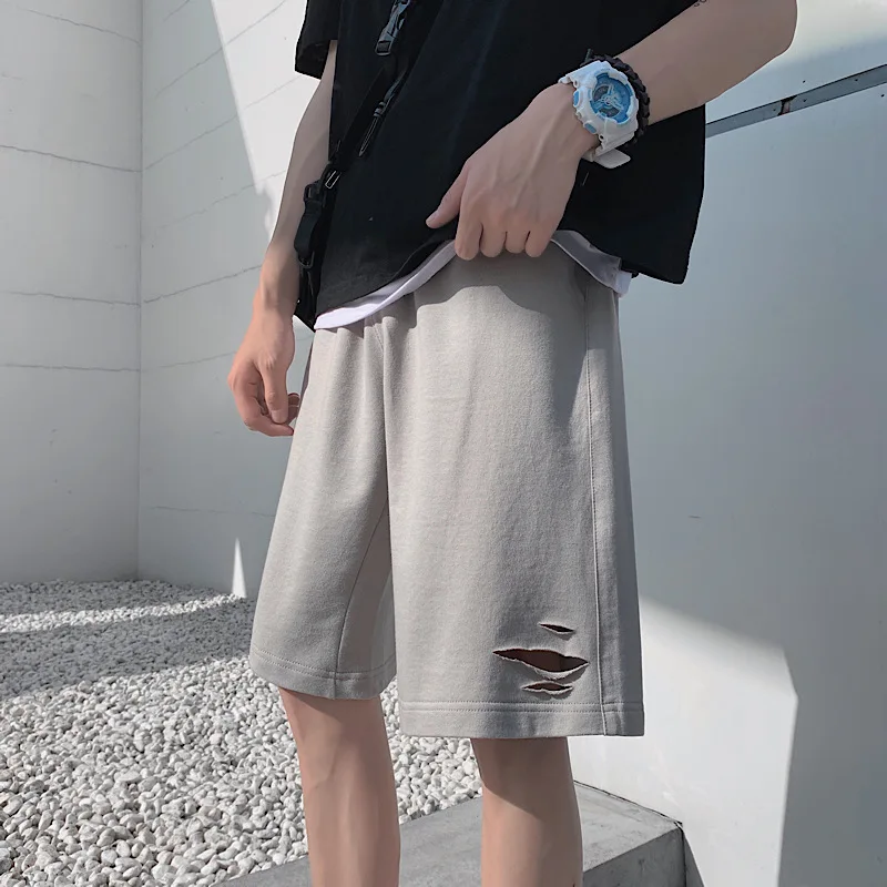 

MOGU 2020 New Men's Black and Beige Fitness Casual Shorts Man Summer Workout Male Loose Breathable Sportswear Jogger Short Pants