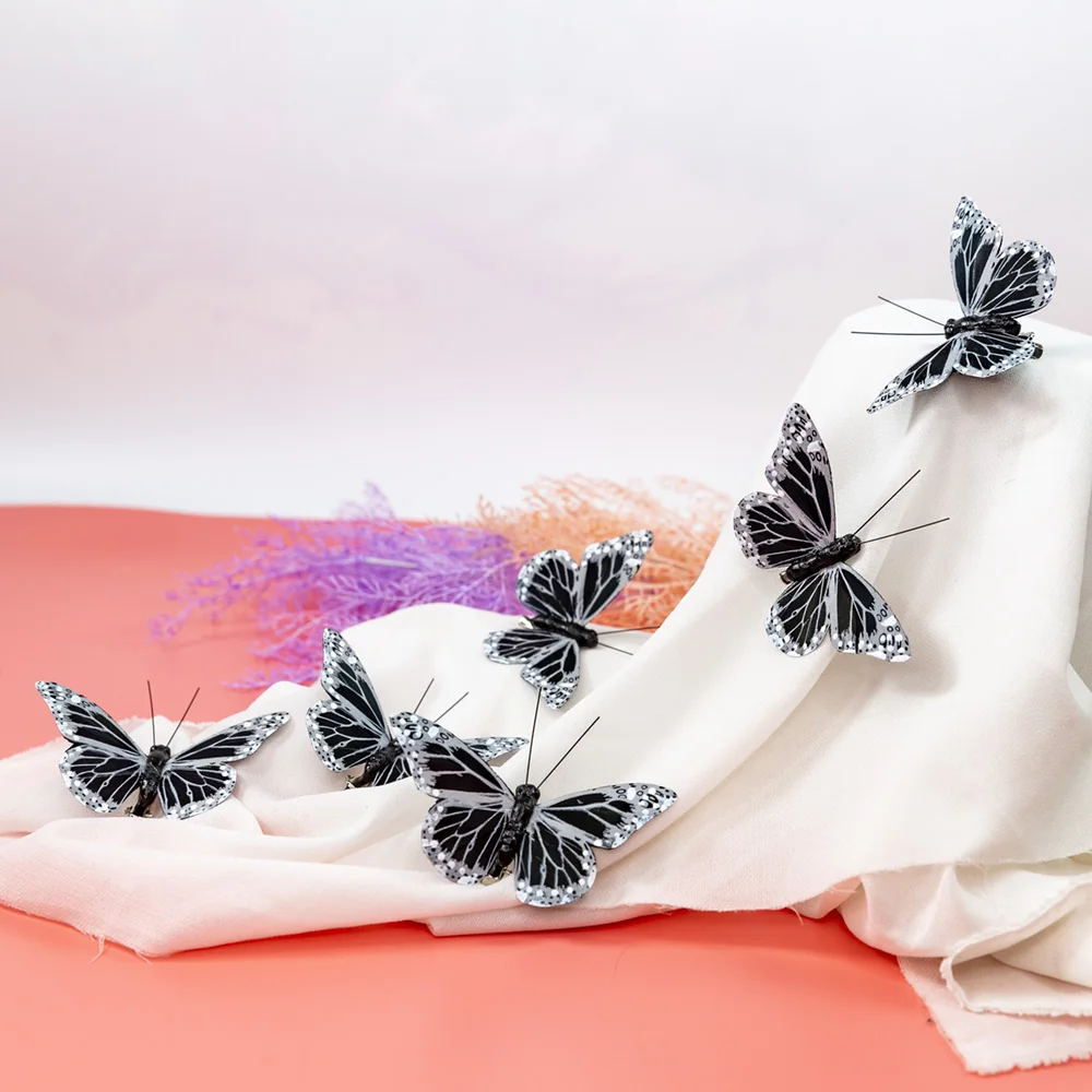 Цветочный горшок с имитацией пера и бабочки, 6 шт.