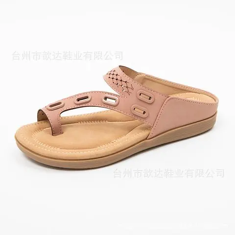 

Female Shoes Lady Rubber Flip Flops Ladies' Slippers Big Size Fretwork Heels 2021 Girl Hawaiian Flat Summer Massage Basic Fabric