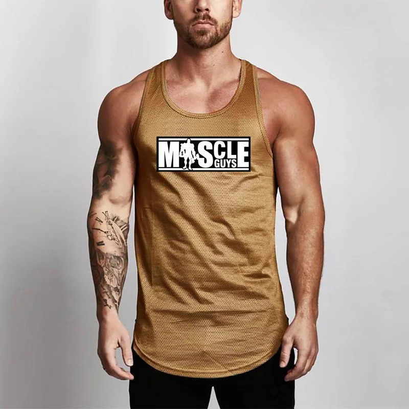 2021 Summer Singlets Mens Tank Tops Shirt,Bodybuilding Equipment Fitness Men's Mesh Stringer Tank Top Brand Clothes
