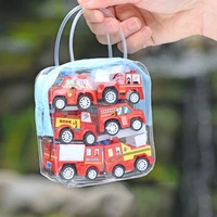 6pcsset children mini pull back car toy construction vehicle fire truck model set boys birthday holiday gift