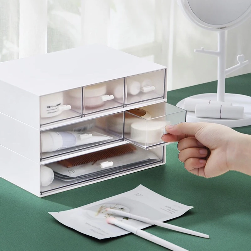 Коробка для хранения ящиков пластиковая настольная косметическая коробка