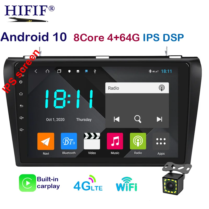 Автомобильный радиоприемник 2 ГБ + 32 Android 10 для Mazda 3 2004-2013 maxx axel Wifi автомобильный