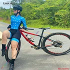 2022 XAMA Pro женский велосипедист комбинезон Велоспорт Джерси с длинным рукавом обезьяна синий белый горошек Спорт