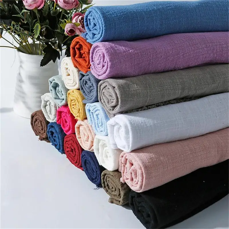 

50cmx130cm Cotton Linen Fabric 25 Colors Wrinkle DIY Sewing Fabrics Thin Plain Linen Cloth for Garment Textile DIY Making
