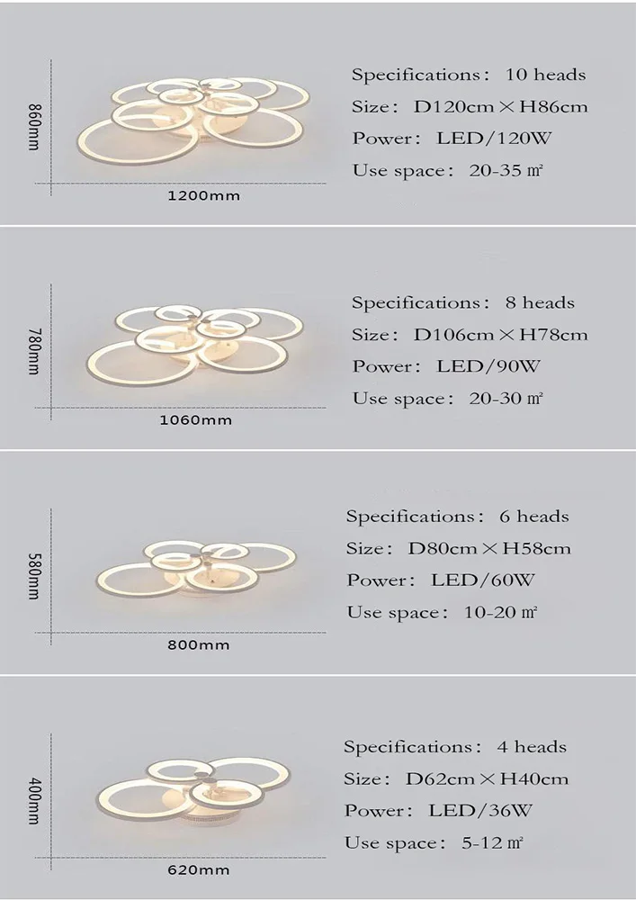 

Hot Modern LED Rings Ceiling Lamp for Kitchen Living Room Study Room Bedroom Dimmable+remote Control Geometry Fixtures LED Bulbs