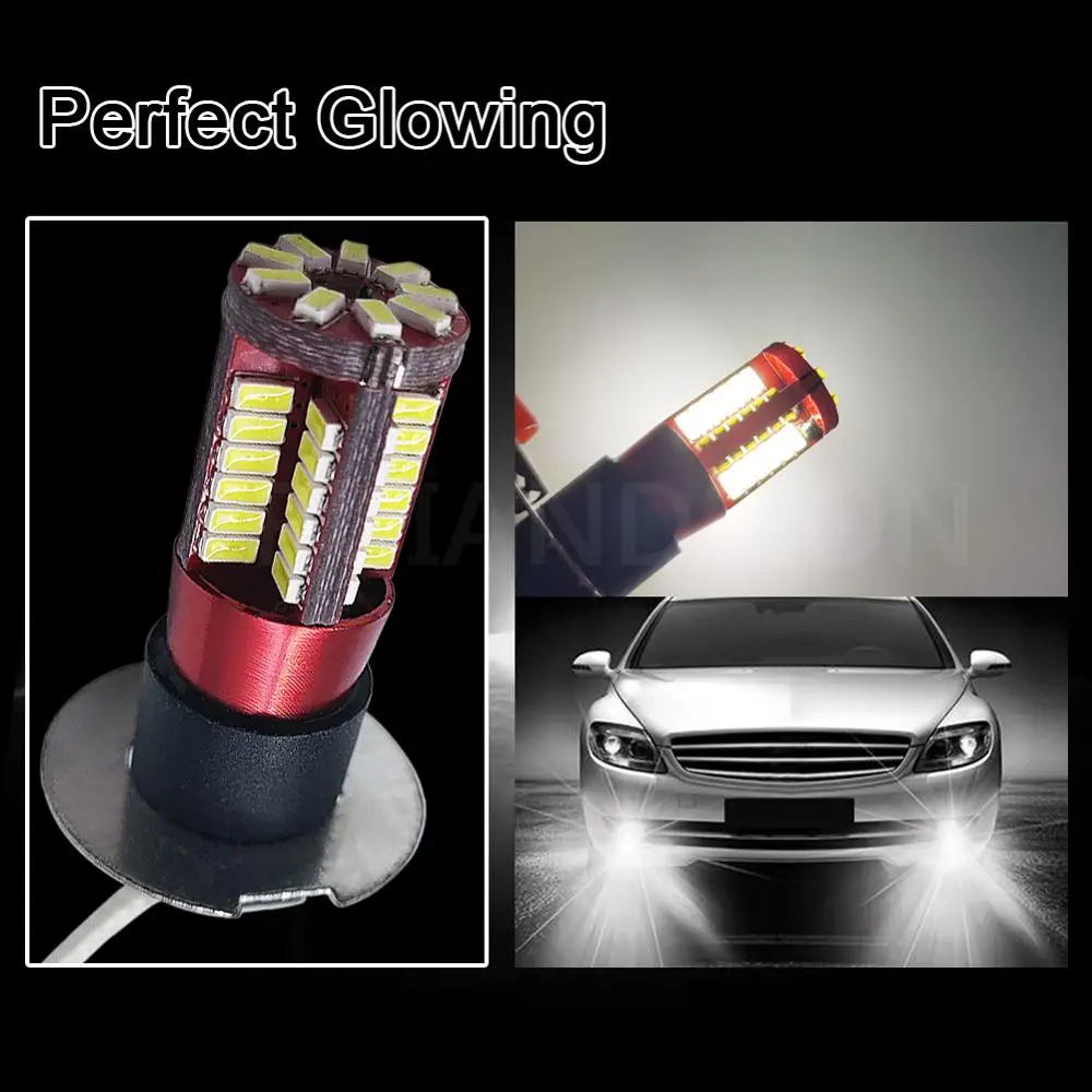 

2pcs High Power Ultra White 57SMD 4014 H1 LED Replacement Bulbs For Car Fog Day Running Lights Lamps 12V Non-polarity