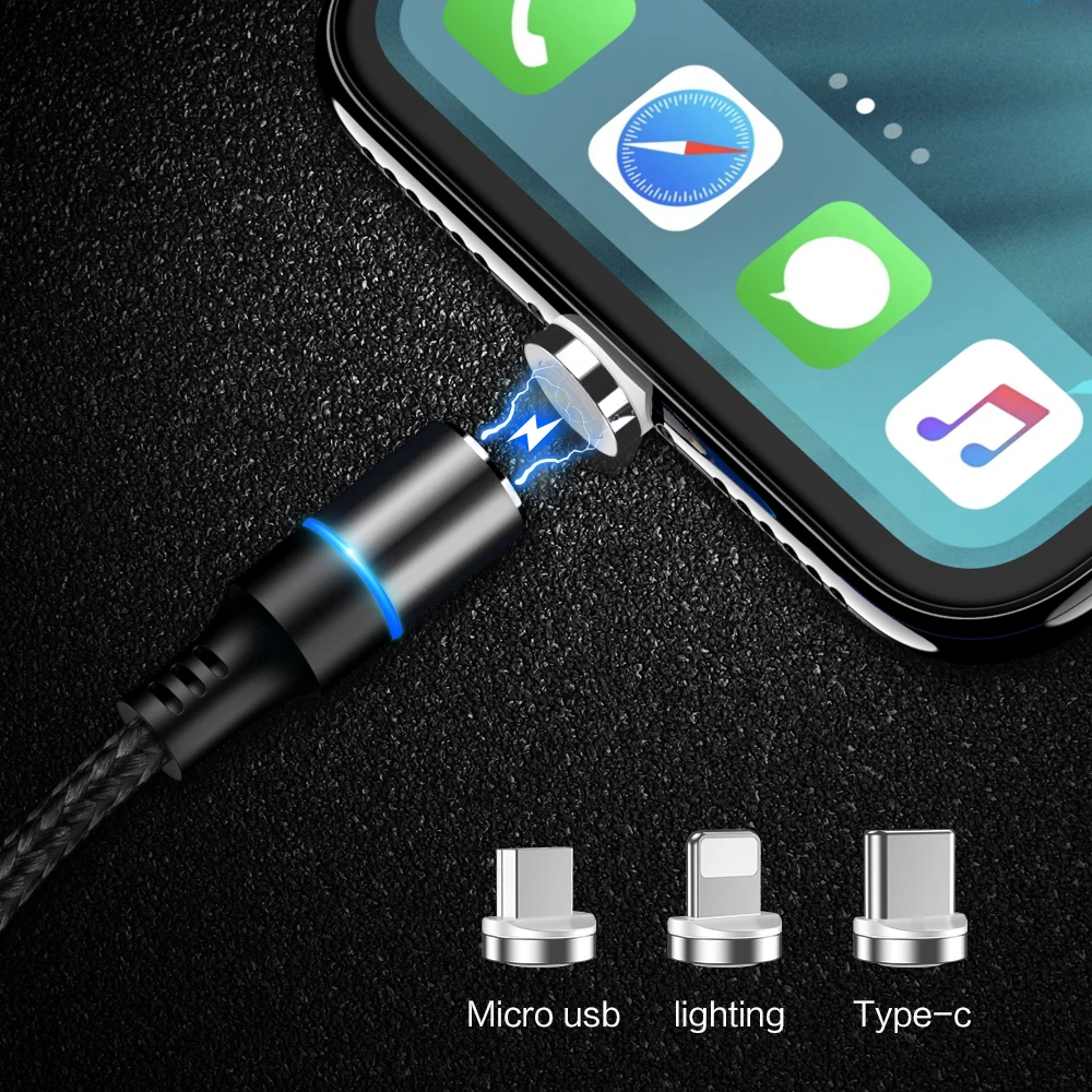 Магнитный кабель KISSCASE Micro usb type C для samsung iPhone X 10 светодиодный магнитный адаптер