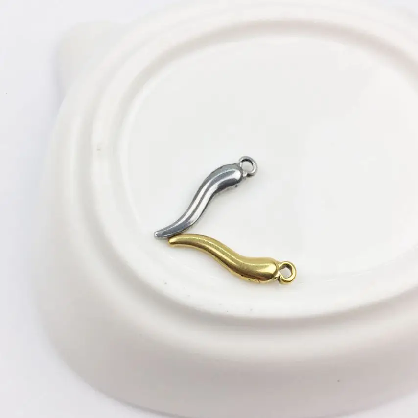 5 шт. 18*4 мм, оптовая продажа, высококачественные Подвески в виде перца из нержавеющей стали, подвеска «сделай сам», ожерелье, серьги, браслеты, невыцветание, 2 цвета