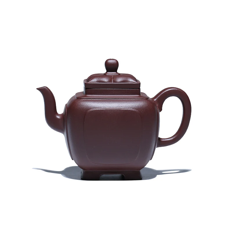 

Yixing purple clay teapot pure hand-made teapot square ware famous tea set purple mud rhombus square teapot