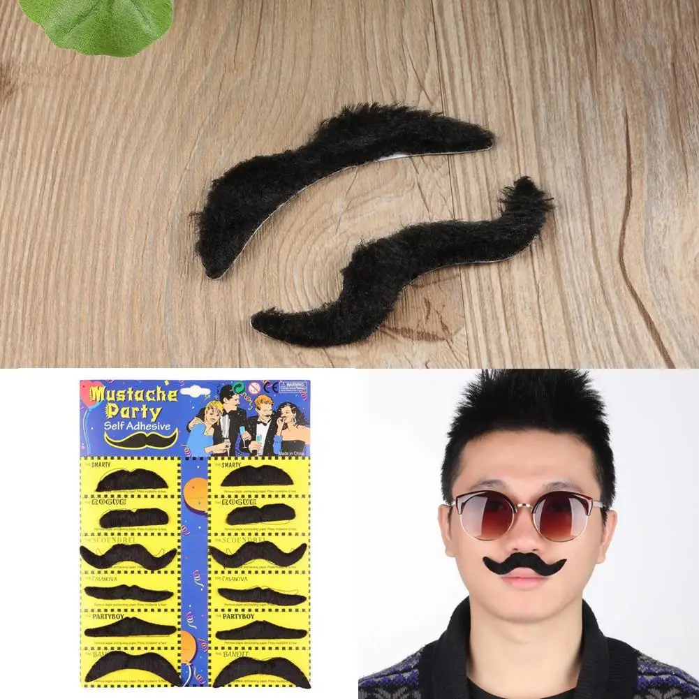 Hot Worldwide12pcs set Costume Party Halloween Fake Mustache Moustache Funny Beard Whisker | Facial Hair