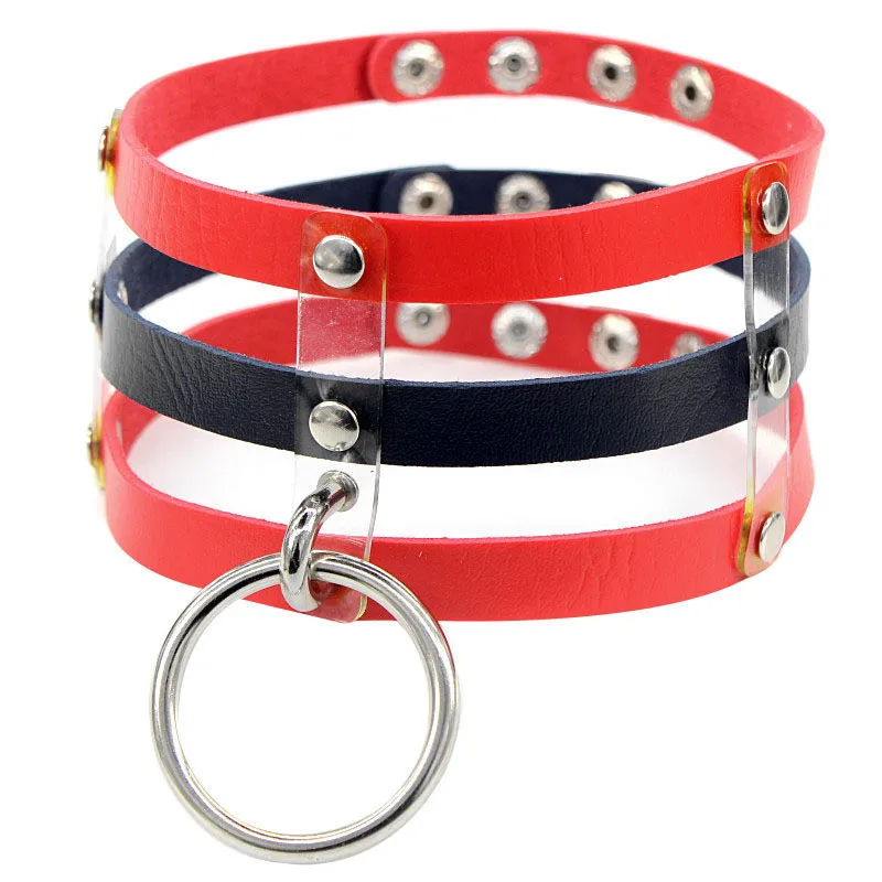 Женский кожаный чокер с заклепками ожерелье из нержавеющей стали в стиле панк