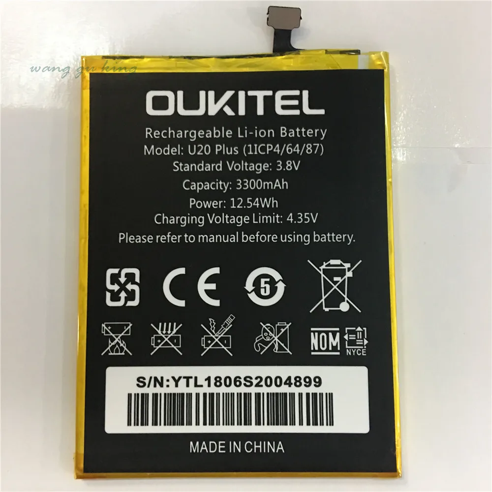 

100% оригинальный сменный аккумулятор Oukitel U20 Plus, новый высококачественный аккумулятор емкостью 3300 мАч для Oukitel U20 Plus