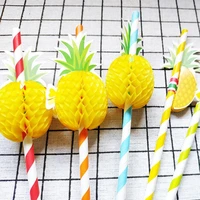 50pcsset of pineapple paper straws hawaii beach tropical birthday party decoration summer pool party wedding creative supplies