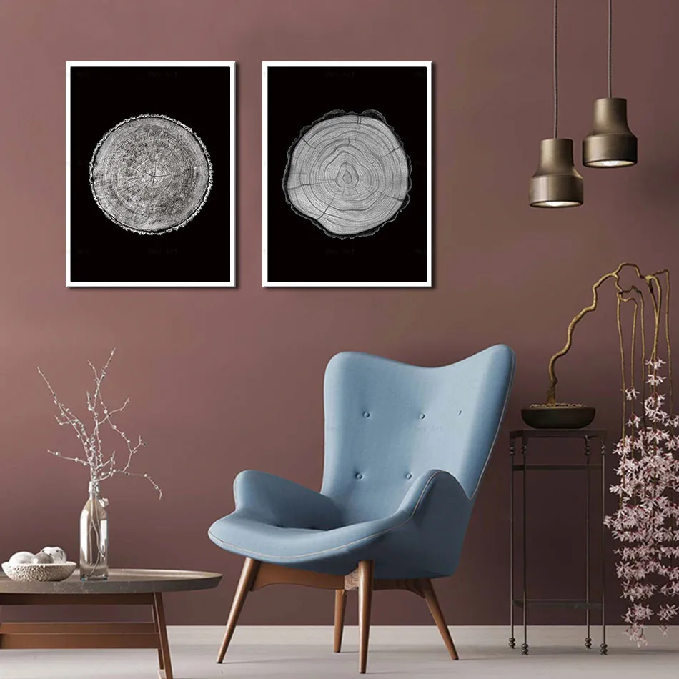 Минималистичная Картина на холсте с трещинами дереве и кольцом HD печать плакат