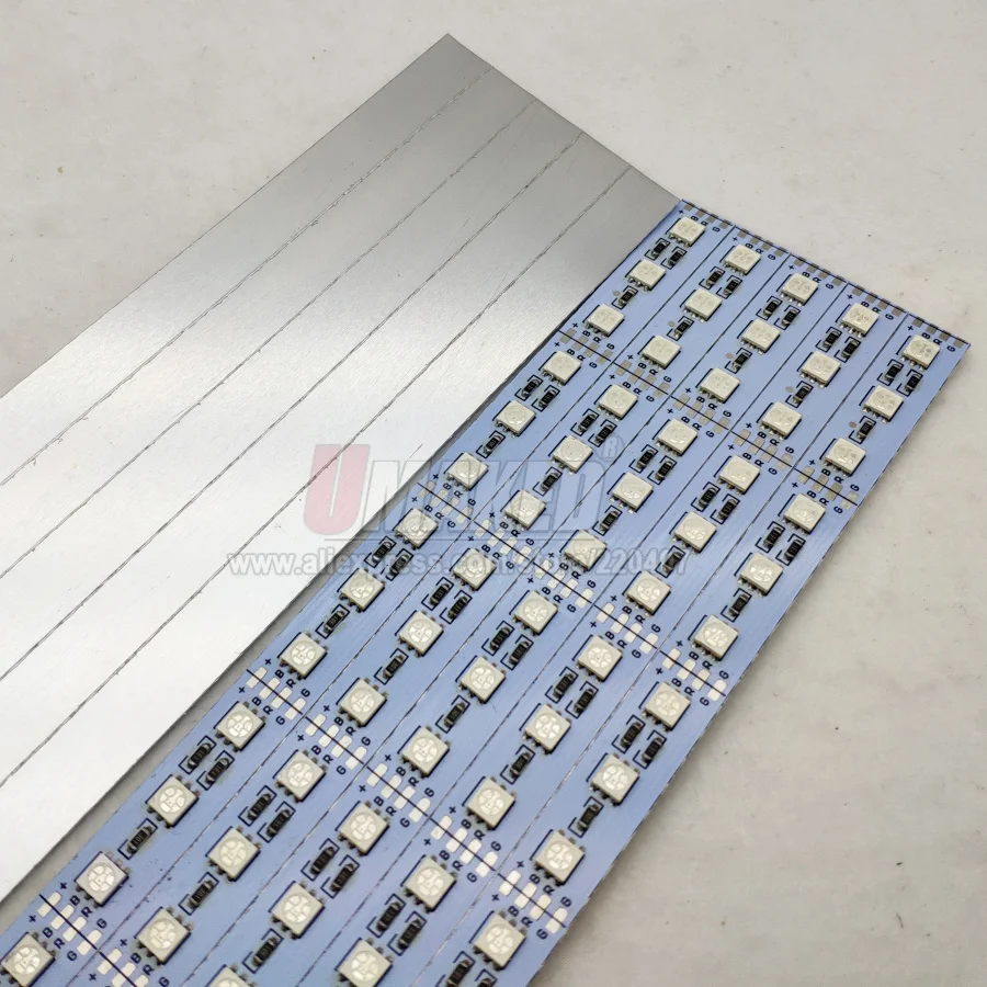 Фото 100 шт. 99 см DC12V SMD5050 Жесткая светодиодная лента 14.4W, белый/теплый белый/RGB, для подсветки шкафов, декоративная лампа-полоса №2