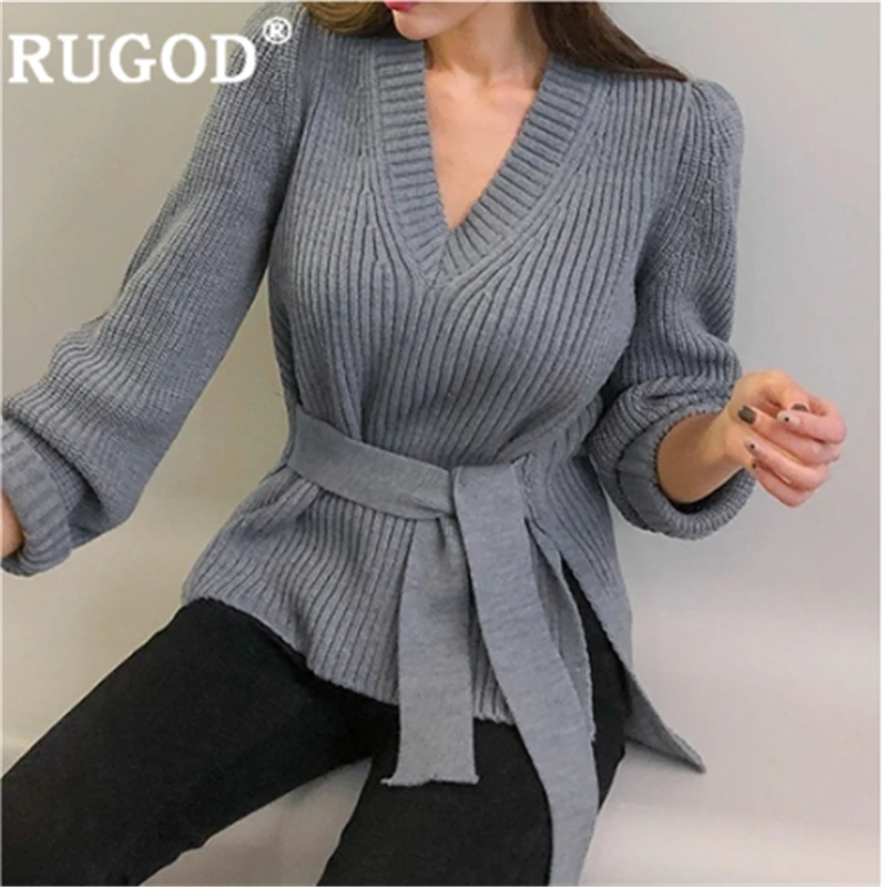 Однотонный красный вязаный свитер жилет пуловер с V-образным вырезом