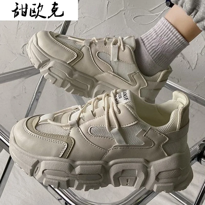 

Женские Прогулочные кроссовки, сетчатые дышащие кроссовки на платформе, на шнуровке, повседневная весенняя обувь, новинка 2021