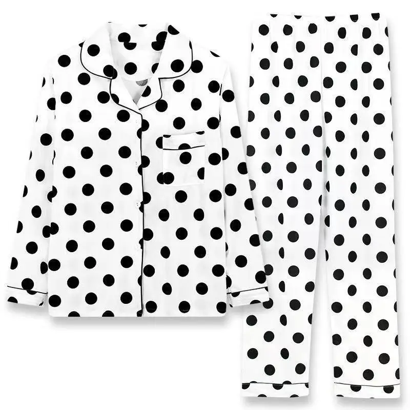 Пижамный комплект женский с длинным рукавом и отложным воротником карманами топ