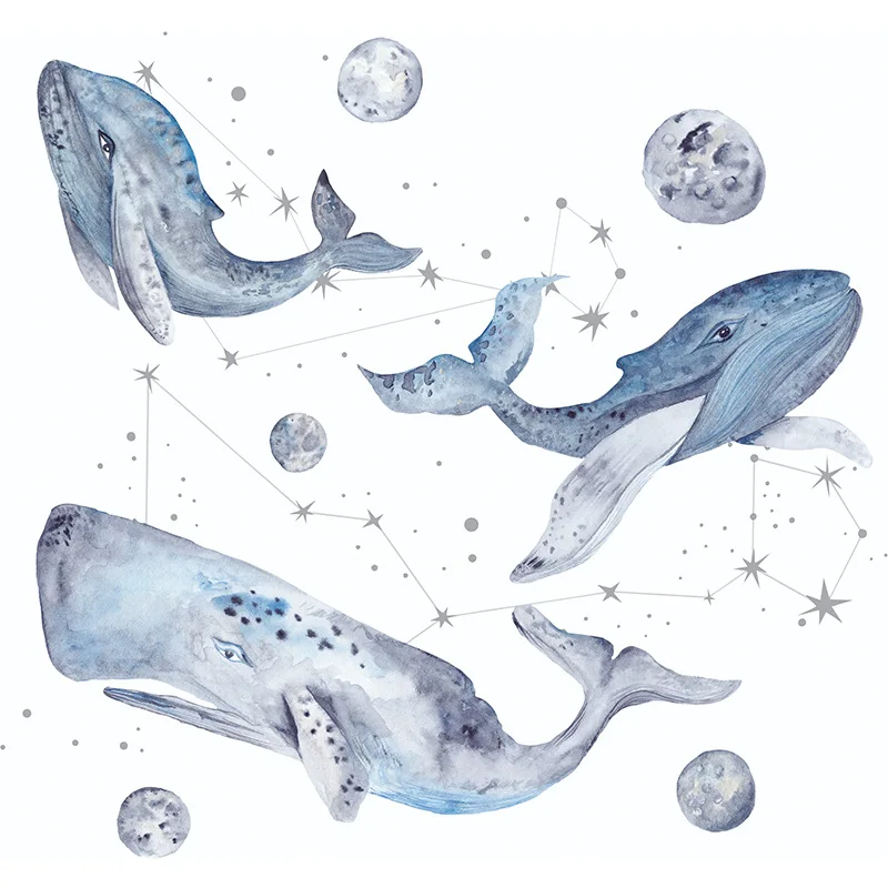 Креативная Настенная Наклейка с китами Расписанная вручную декор для гостиной