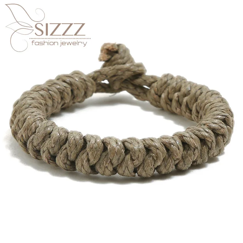 Женский/Мужской винтажный плетеный браслет SIZZZ простой ручной работы из