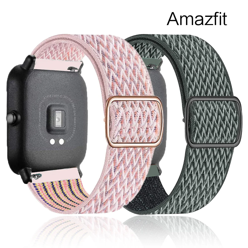 Ремешок 20 мм 22 для Amazfit bit lite GTR 2 42 47 Stratos Нейлоновый Регулируемый соло браслет