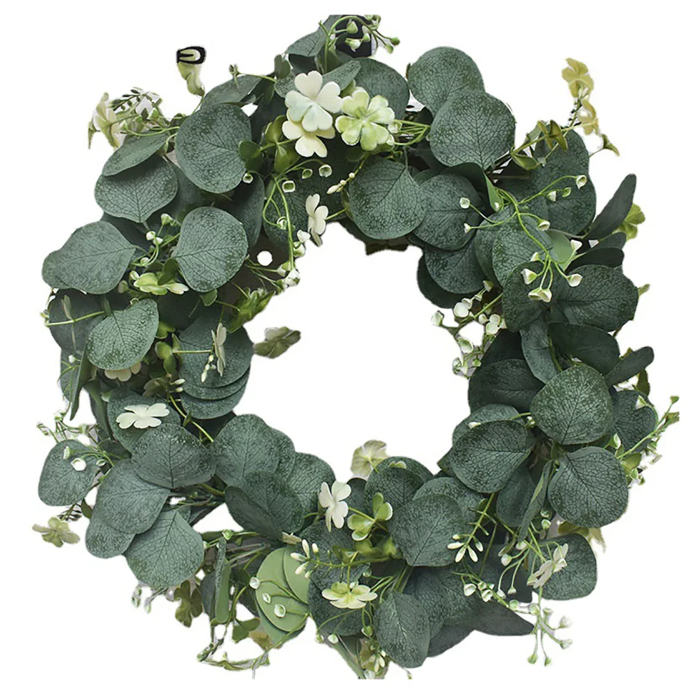 

Green Leaf Wreath Eucalyptus Leaves Versatile Artificial Plants Holiday Festival Door Hanging Party Decoration Garland