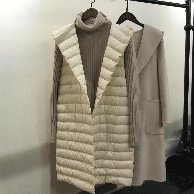 Женский жилет с капюшоном Sanishroly ультра светильник средней длины без рукавов на