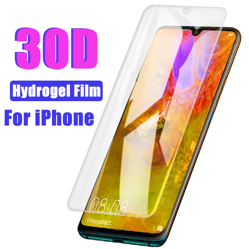 Гидрогелевая пленка 30D для iPhone 11 Pro Max XR X XS защитная экрана 7 8 Plus 6 6s мягкая