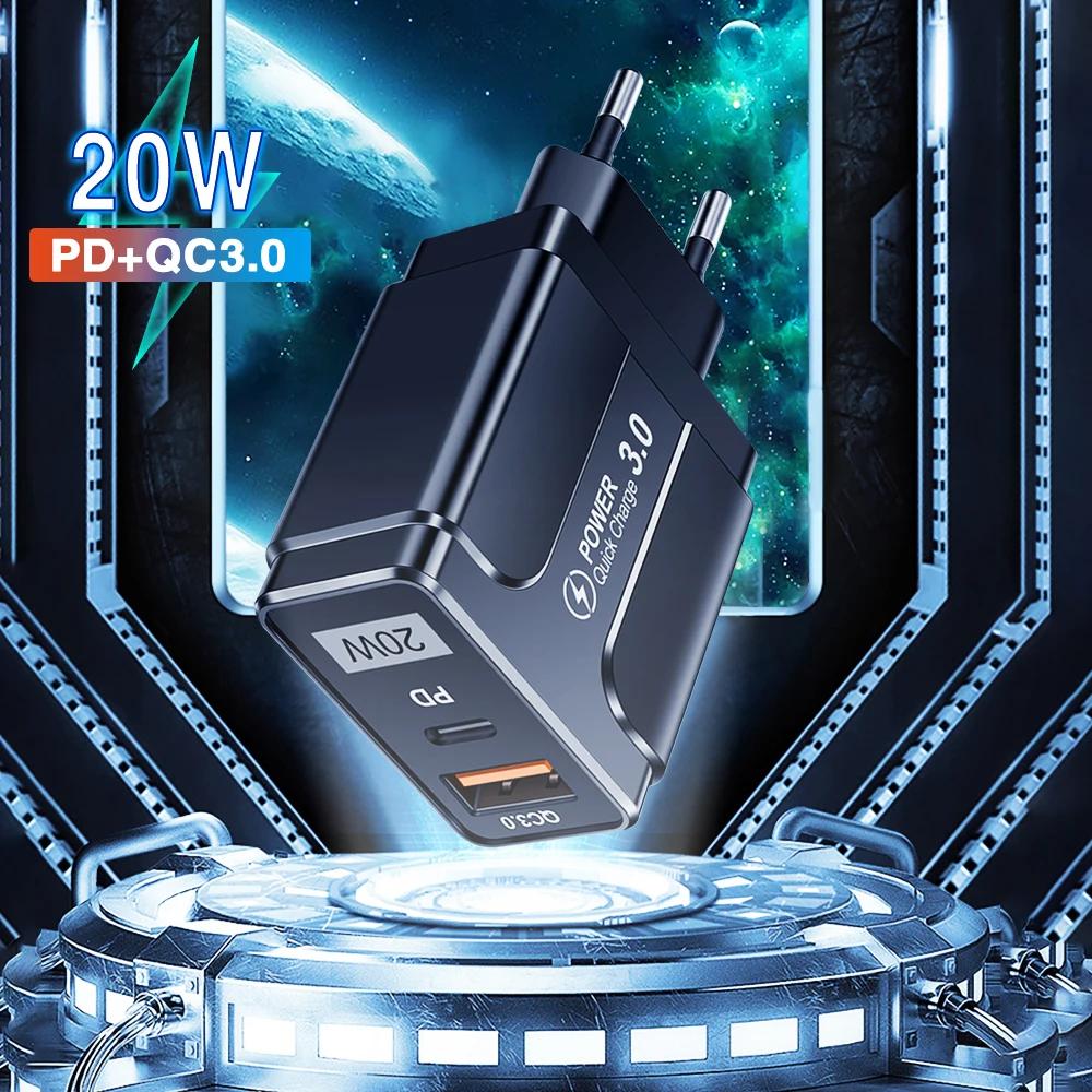 

Зарядное устройство USB PD 20 Вт, QC3.0, быстрая зарядка, универсальное настенное зарядное устройство для iPhone 11, 12 Pro Max, Xiaomi 10, Huawei P30, Samsung, дорожное з...