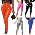 Женские латексные брюки из искусственной кожи, брюки пуш-ап с высокой талией, обтягивающие брюки-карандаш на осень и зиму, однотонные сексуальные женские брюки