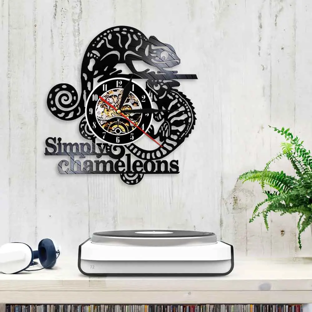 Настенные часы с эффектом Хамелеона виниловые 3d ручной работы животными