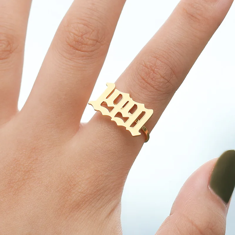 

Birth Year 1985-2020 Old English Years Rings For Women Men Gold Punk Rings Stainless Steel Vintage Jewelry Gifts Dropshipping